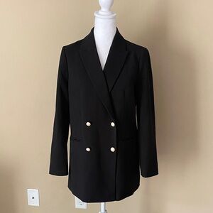 H&M Black Blazer Jacket with Pearl Buttons Small